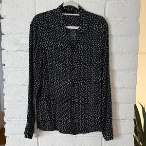 All Saints Black and White Patterned Dress Shirt